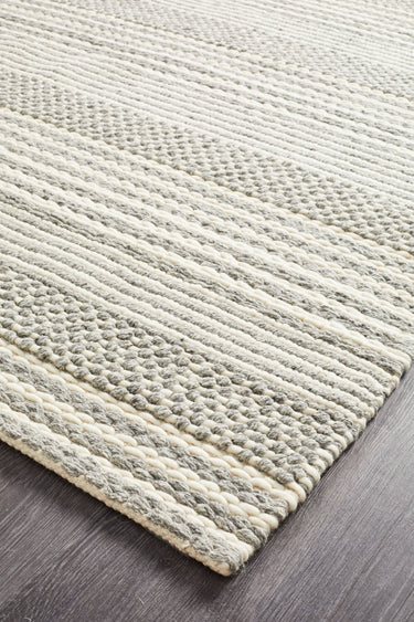 Astrid Scandi Silver Grey Flatweave Felted Wool Rug